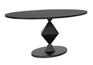 Noir Katana Oval Dining Table, Black Metal