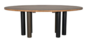 Noir Journal Dining Table, Dark Walnut with Black Steel Base