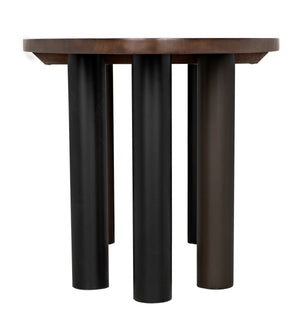 Noir Journal Dining Table, Dark Walnut with Black Steel Base