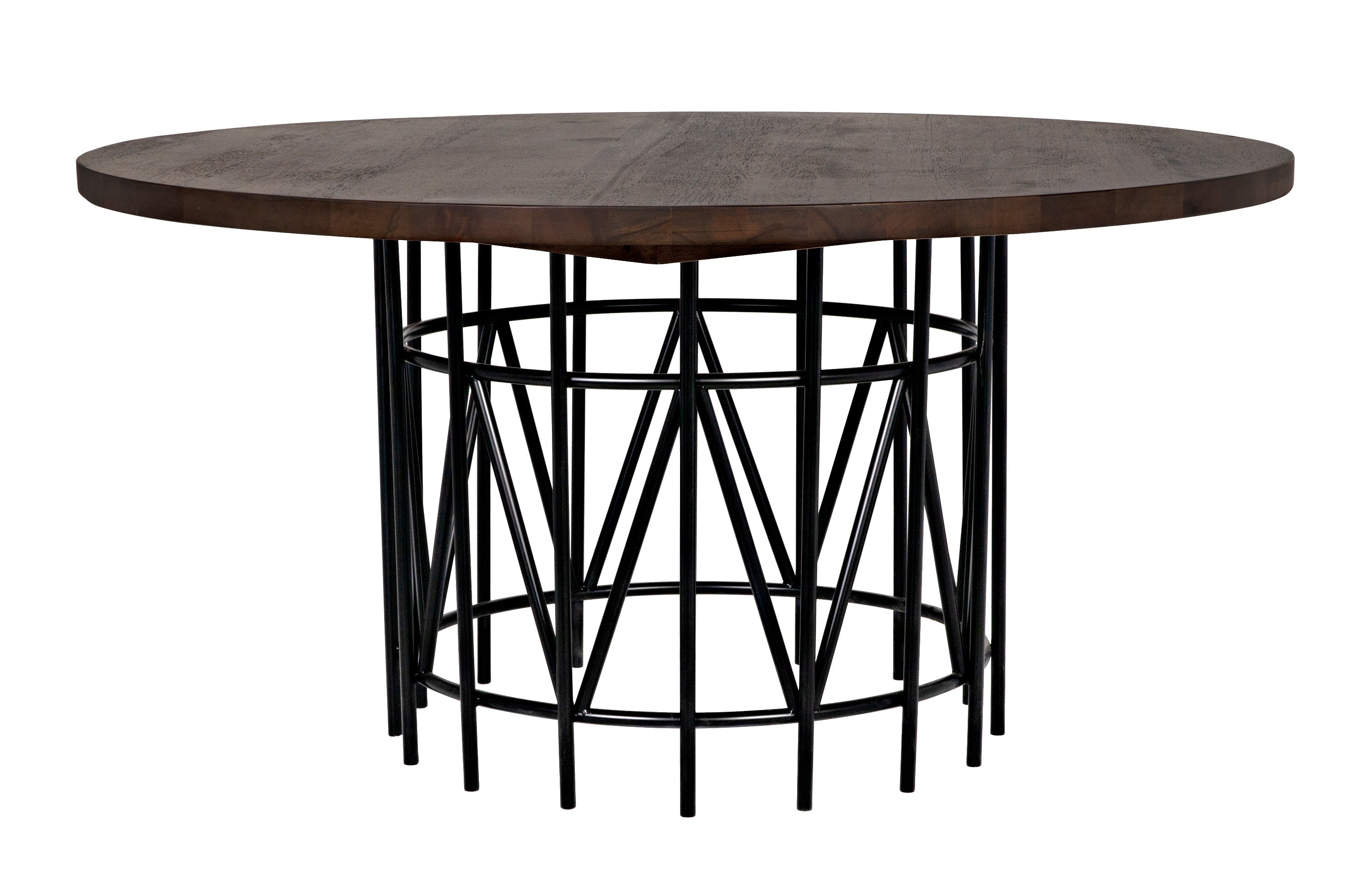 Noir Silbermann Dining Table, Dark Walnut W/Black Steel Base