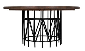 Noir Silbermann Dining Table, Dark Walnut W/Black Steel Base