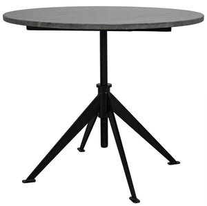 Noir Matilo Adjustable Table, Black Metal Metal Base with Marble Top