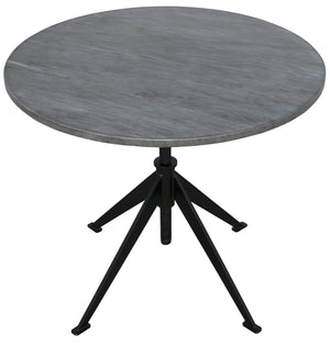 Noir Matilo Adjustable Table, Black Metal Metal Base with Marble Top