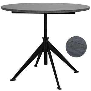 Noir Matilo Adjustable Table, Black Metal Metal Base with Marble Top