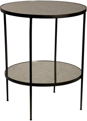 Noir Qs Anna Side Table, Black Metal with Antique Glass