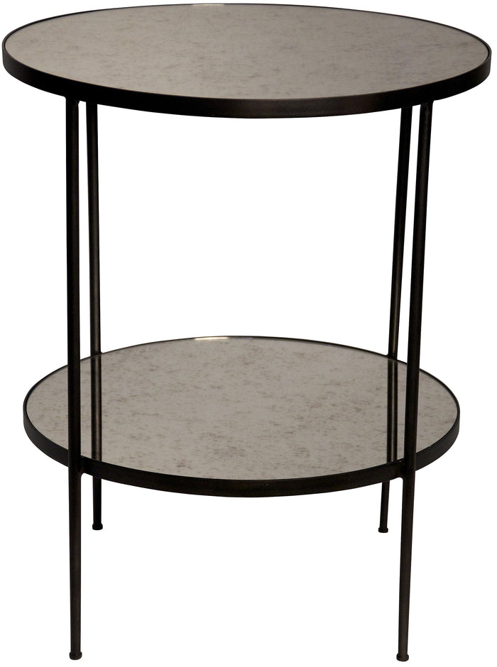 Noir Qs Anna Side Table, Black Metal with Antique Glass