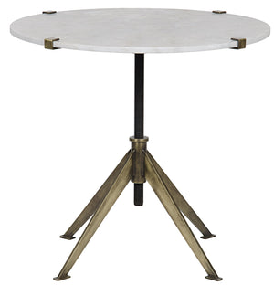 Noir QS Edith Adjustable Side Table, Large, Antique Brass, Metal and Quartz
