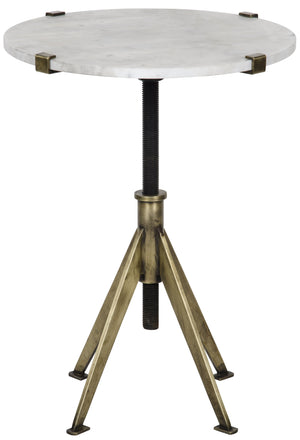 Noir QS Edith Adjustable Side Table, Small, Antique Brass, Metal and Quartz
