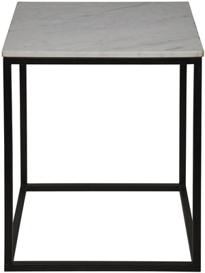 Noir Manning Side Table, Black Metal with Quartz Top, Large