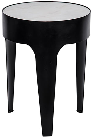 Noir Cylinder Side Table, Black Metal, Small