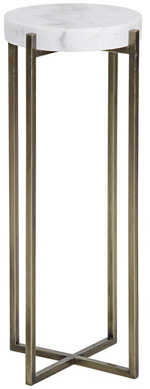 Noir Soho Side Table, Antique Brass, Metal and Quartz