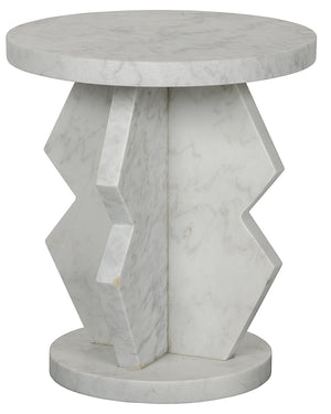 Noir Belasco Side Table, White Marble