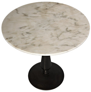 Noir Cobus Side Table, Black Metal with White Stone
