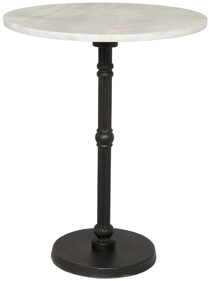 Noir Antonie Side Table, Black Metal with White Stone