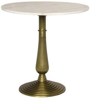 Noir Alida Side Table with White Stone, Brass Finish