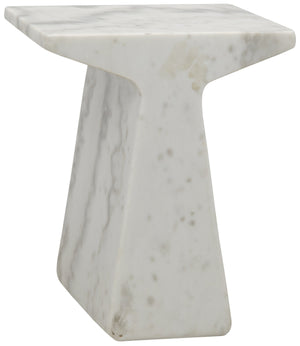 Noir Finn Side Table, White Stone
