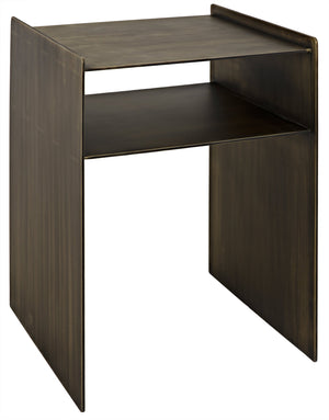 Noir Cyrus Side Table, Aged Brass