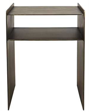 Noir Cyrus Side Table, Aged Brass