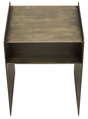 Noir Cyrus Side Table, Aged Brass