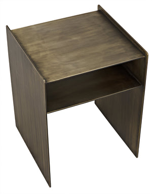 Noir Cyrus Side Table, Aged Brass