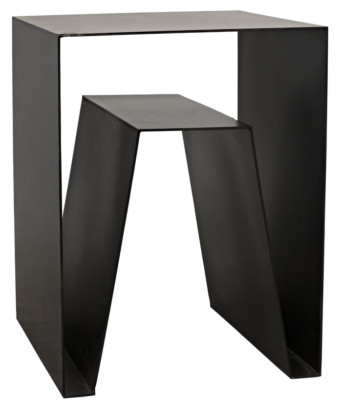 Noir Quintin Side Table, Black Metal