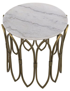 Noir Nola Side Table, Metal W/Brass Finish