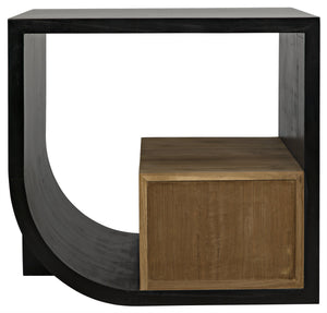 Noir Burton Side Table, Right, Hand Rubbed Black and Teak
