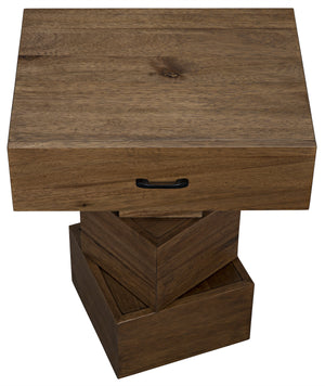 Noir Grobius Side Table, Dark Walnut