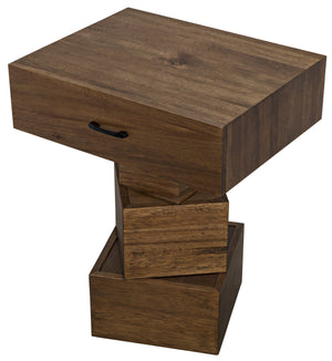 Noir Grobius Side Table, Dark Walnut