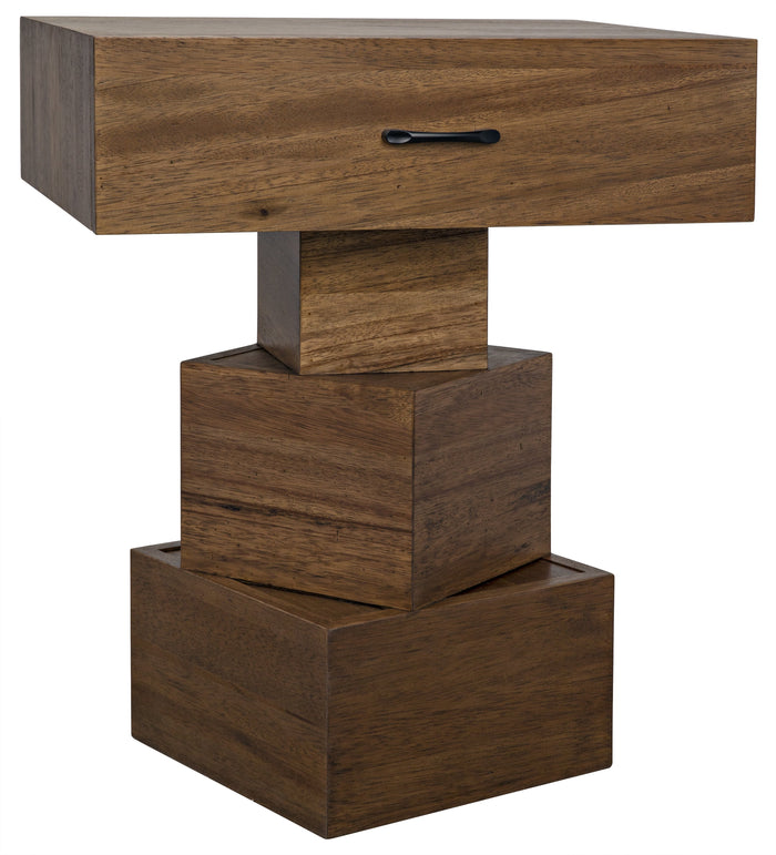 Noir Grobius Side Table, Dark Walnut