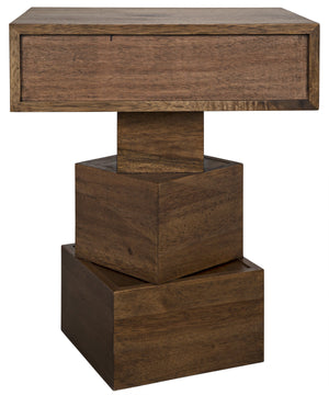 Noir Grobius Side Table, Dark Walnut