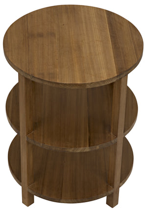 Noir Tier Side Table, Gold Teak