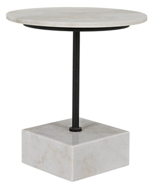 Noir Rodin Side Table, Black Metal Finish with White Stone