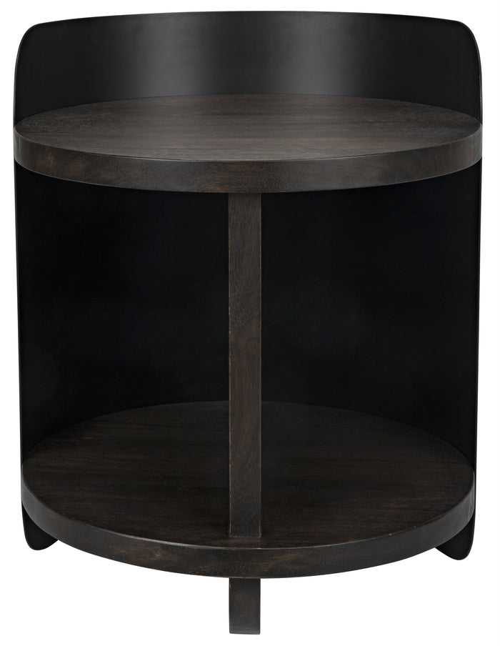 Noir Mondo Bongo Side Table, Ebony Walnut with Metal