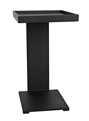 Noir Ledge All Metal Side Table, Black Metal