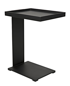 Noir Ledge All Metal Side Table, Black Metal