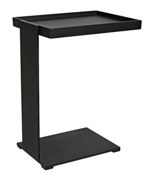 Noir Ledge All Metal Side Table, Black Metal