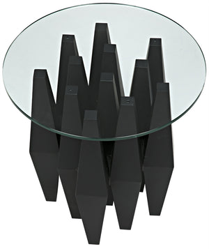 Noir Soldier Side Table, Black Metal with Glass Top