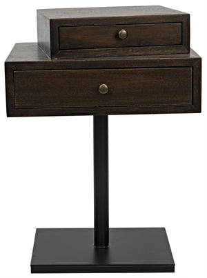 Noir Enola Side Table, Ebony Walnut with Metal Base