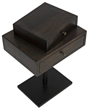 Noir Enola Side Table, Ebony Walnut with Metal Base