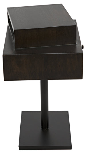 Noir Enola Side Table, Ebony Walnut with Metal Base