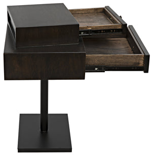 Noir Enola Side Table, Ebony Walnut with Metal Base