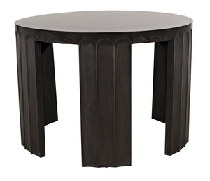 Noir Fluted Side Table, Pale with Light Brown Trim