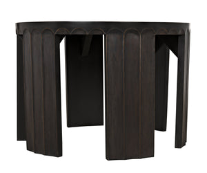 Noir Fluted Side Table, Pale with Light Brown Trim