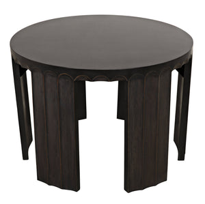 Noir Fluted Side Table, Pale with Light Brown Trim