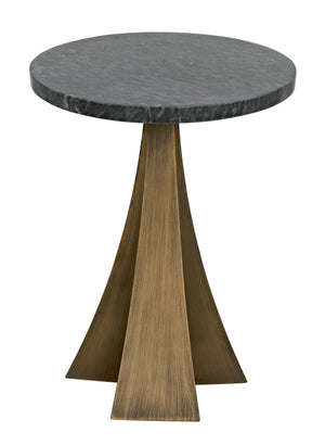 Noir Hortensia Side Table, Aged Brass with Black Marble