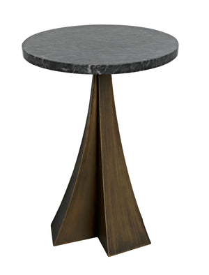 Noir Hortensia Side Table, Aged Brass with Black Marble