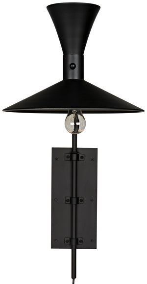 Noir Enzo Sconce, Black Steel