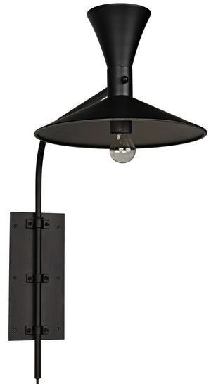 Noir Enzo Sconce, Black Steel