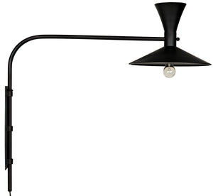 Noir Enzo Sconce, Black Steel